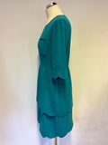 WHISTLES GREEN TIERED SCALLOPED EDGE DRESS SIZE 12