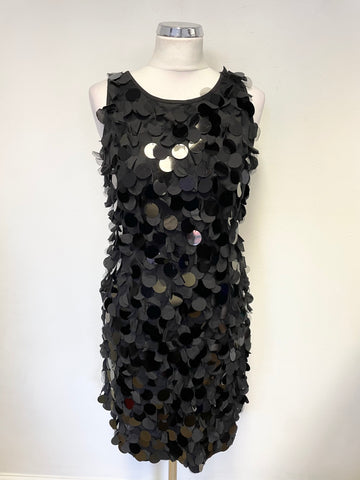 PHASE EIGHT BLACK LARGE SEQUINNED COCKTAIL DRESS SIZE 10