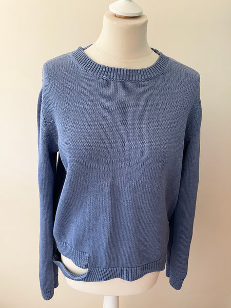 COS BLUE COTTON CUT AWAY SIDE LONG SLEEVE JUMPER SIZE S