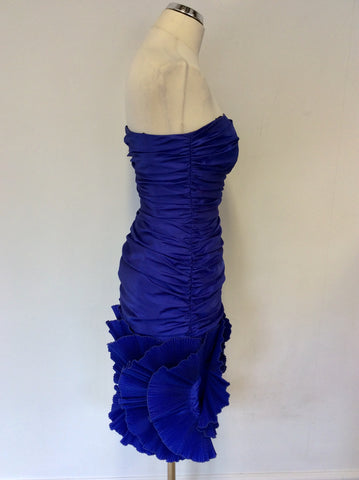 FRANK USHER BLUE STRAPLESS COCKTAIL DRESS FIT UK 8