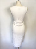 PHASE EIGHT WHITE EMBOSSED LACE PRINT SLEEVELESS PENCIL DRESS SIZE 10