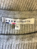 CREW CLOTHING GREY & WHITE STRIPED WOOL BLEND JUMPER SIZE 14