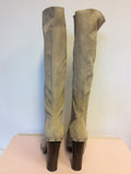 BRAND NEW MICHAEL KORS BEIGE SUEDE STUD TRIM PLATFORM BOOTS SIZE 7/40