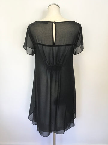 MINT VELVET NAVY BLUE & LEMON PRINT SHIFT DRESS SIZE 12