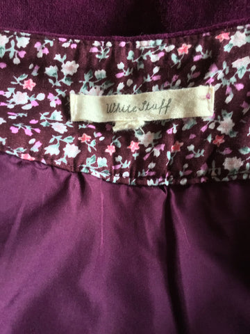 WHITE STUFF PLUM BRUSHED COTTON SPOT TRIM SKIRT SIZE 14