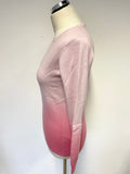BODEN 100% CASHMERE TWO TONE PINK SHADED LONG SLEEVE JUMPER SIZE 10