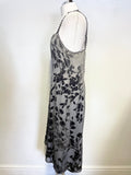 PHASE EIGHT GREY VELOUR FLORAL EMBOSSED LACE STRAP OCCASION DRESS SIZE 16