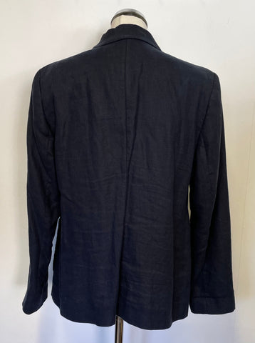JAEGER NAVY BLUE LINEN JACKET SIZE 12