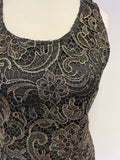 SANS SOUCI BLACK & GOLD LACE OVERLAY SLEEVELESS PENCIL DRESS SIZE S