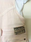 CHRISTIAN DIOR BABY WHITE SHORT SLEEVE SHIRT & PINK DUNGAREE DRESS AGE 3 MONTHS