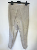 JIGSAW NATURAL/ STONE LINEN TAPERED LEG TROUSERS SIZE 10