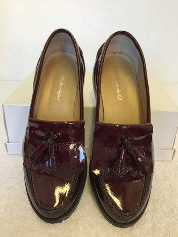 RUSSELL & BROMLEY BURGUNDY PATENT LEATHER LOAFERS SIZE 5/38