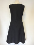 VINTAGE LOUIS FERAUD NAVY BLUE & WHITE TRIM FIT & FLARE DRESS SIZE 14 FIT UK 12