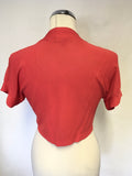 MONSOON RED FINE KNIT SHORT SLEEVE BOLERO CARDIGAN SIZE S