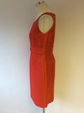 MINUET PETITE ORANGE WOOL & SILK BLEND PENCIL DRESS SIZE 14