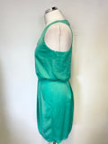 WHISTLES GREEN SLEEVELESS REAR ZIP FEATURE SHORT DRESS SIZE 6