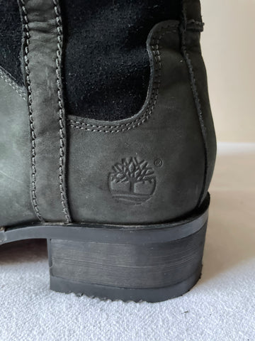TIMBERLAND BLACK LEATHER & SUEDE PULL ON  STYLE BOOTS SIZE 6.5/39.5