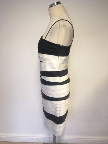 PHASE EIGHT BLACK & WHITE PLEATED SPECIAL OCCASION DRESS SIZE 12