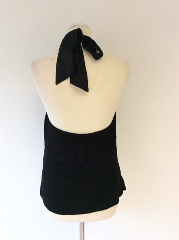 COAST BLACK HALTERNECK SILK TIE TOP SIZE M