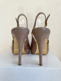 TED BAKER CAMEL LEATHER PEEPTOE SLINGBACK STRAP HIGH HEELS WITH PLATFORM SIZE 7/40