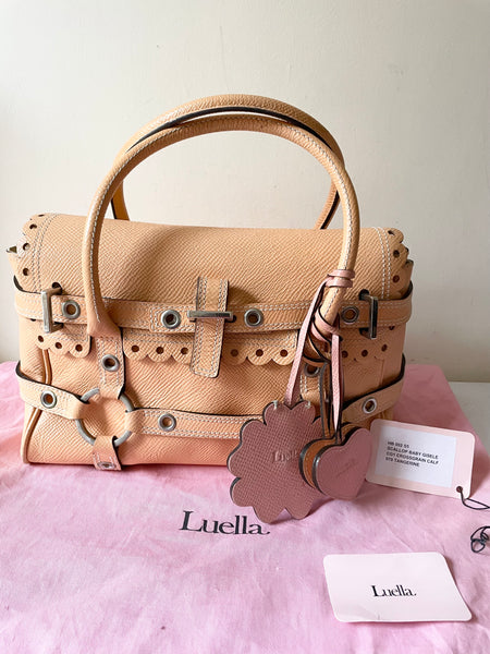 LUELLA TANGERINE SCALLOP BABY GISELE CALF LEATHER TOTE BAG