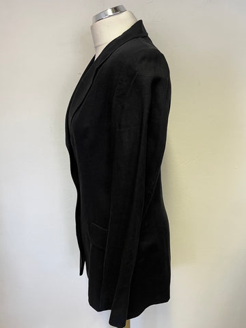 JIGSAW LINEN BLEND BLACK TAILORED JACKET SIZE 14