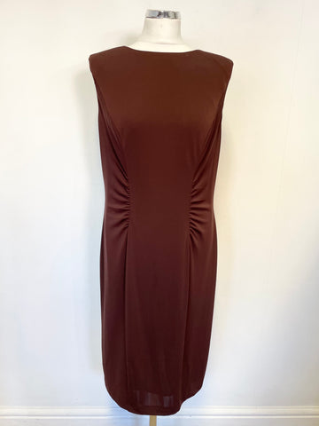 BRAND NEW MARKS AND SPENCER AUTOGRAPH TOBACCO BROWN PENCIL DRESS SIZE 16