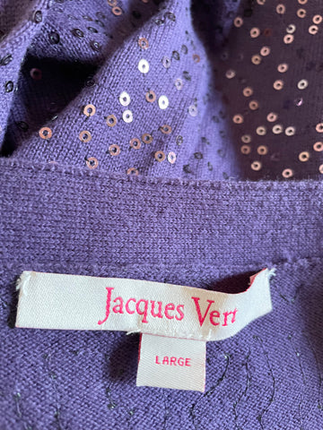 JACQUES VERT PURPLE SEQUIN KNIT BOLERO TOP SIZE L