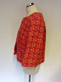 BODEN PINK,ORANGE & WHITE WEAVE WOOL BLEND BOX JACKET SIZE 14