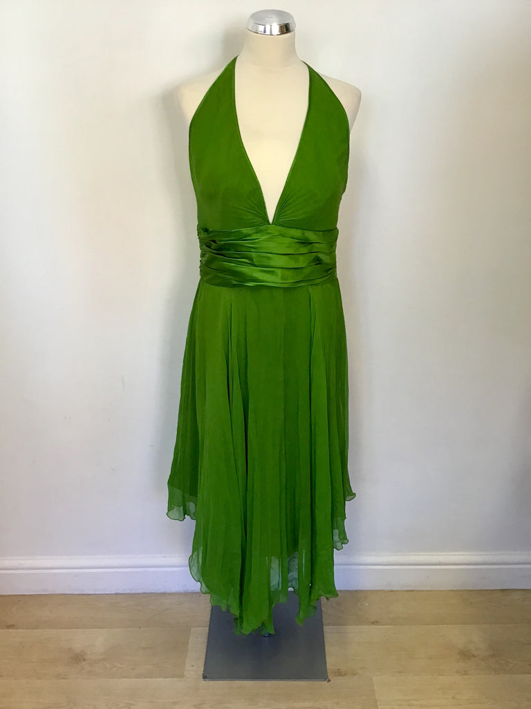 LAUNDRY BY SHELLI SEGAL GREEN SILK PLEATED SPECIAL OCCASION DRESS SIZE Whispers Dress Agency LAUNDRY BY SHELLI SEGAL GREEN SILK PLEATED SPECIAL OCCASION DRESS SIZE Whispers Dress Agency