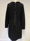 BODEN BLACK BOAT NECKLINE LONG SLEEVED SHIFT DRESS SIZE 14