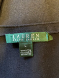 RALPH LAUREN BLACK COTTON V NECK CARDIGAN SIZE L