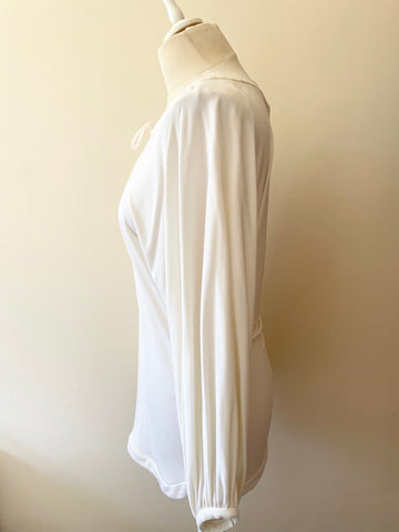 DIANE VON FURSTENBERG IVORY TIE FRONG BATWING SLEEVED TOP SIZE 6 UK 10