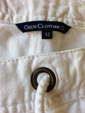 CREW CLOTHING COMPANY WHITE COTTON & LINEN SHORTS SIZE 12