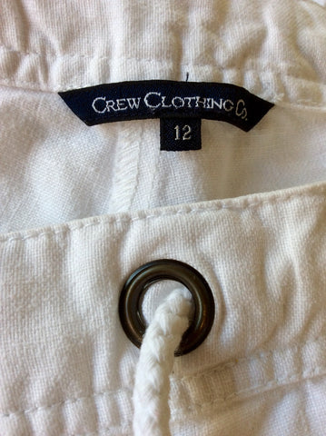 CREW CLOTHING COMPANY WHITE COTTON & LINEN SHORTS SIZE 12