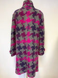 SAHARA GREY,PINK & PURPLE PATTERNED WOOL BLEND UNLINED COAT SIZE S/M