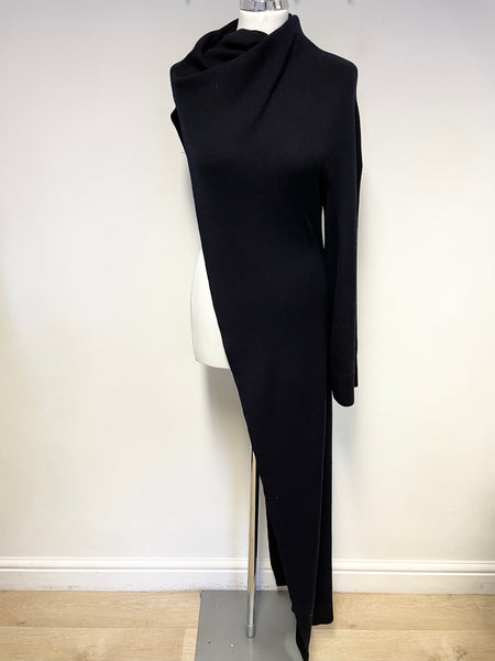BRAND NEW COS NAVY BLUE 100% WOOL ASYMMETRIC ONE SHOULDER LONG JUMPER SIZE S