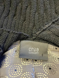 CREA CONCEPT BLACK WOOL PART KNIT 3/4 SLEEVE LIGHTWEIGHT JACKET SIZE 38 UK 12