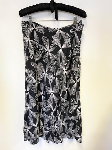 HOBBS BLACK & WHITE LINEN A LINE MIDI SKIRT SIZE 14