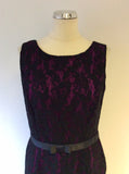 MINUET PETITE BLACK LACE & CRANBERRY LINED PENCIL DRESS SIZE 12