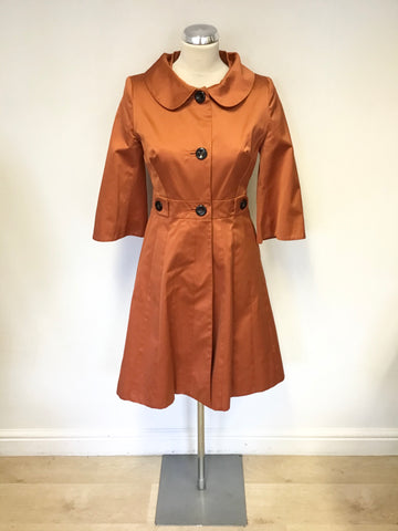 KAREN MILLEN BURNT ORANGE 3/4 SLEEVE SPECIAL OCCASION COAT SIZE 10