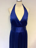 BRAND NEW COAST BLUE SILK HALTER NECK MAXI DRESS SIZE 16