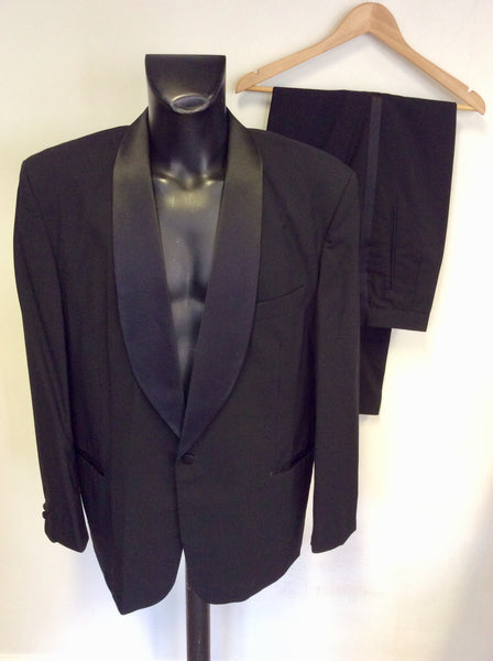 VINTAGE C&A BLACK TUXEDO WOOL SUIT SIZE 44M/ 38W/ 32L