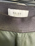 REISS CARRIE OLIVE GREEN LAMBS LEATHER SKINNY LEG ANKLE ZIPPED LEGGINGS SIZE 4