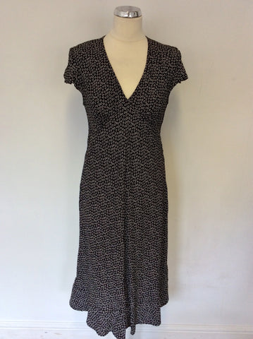 HOBBS BLACK & WHITE PRINT CAP SLEEVE DRESS SIZE 14