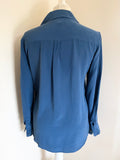 JIGSAW BLUE 100% SILK LONG SLEEVE SHIRT SIZE 6