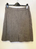 BRORA 100% WOOL BROWN HERRINGBONE TWEED A-LINE SKIRT SIZE 10