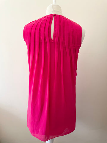 TED BAKER HOT PINK BOW TRIM SLEEVELESS TUNIC TOP SIZE 1 UK 8/10