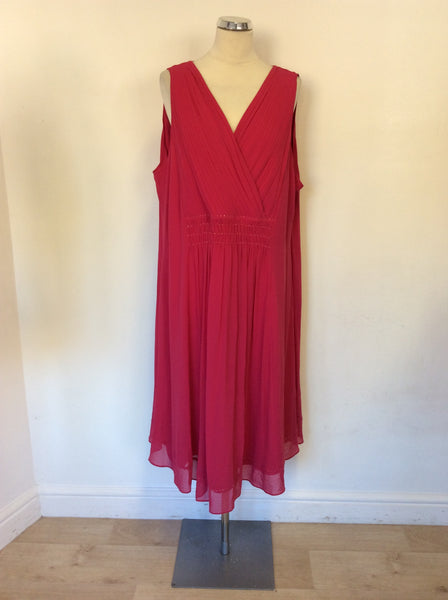 BRAND NEW WINDSMOOR FUSCHIA PINK BEADED TRIM SILK OCCASION DRESS SIZE 24