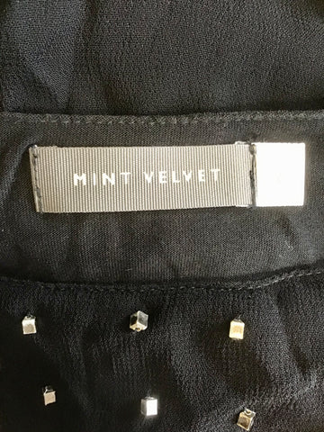MINT VELVET BLACK & SILVER BEAD EMBELLISHED OVERLAY TOP SIZE 12